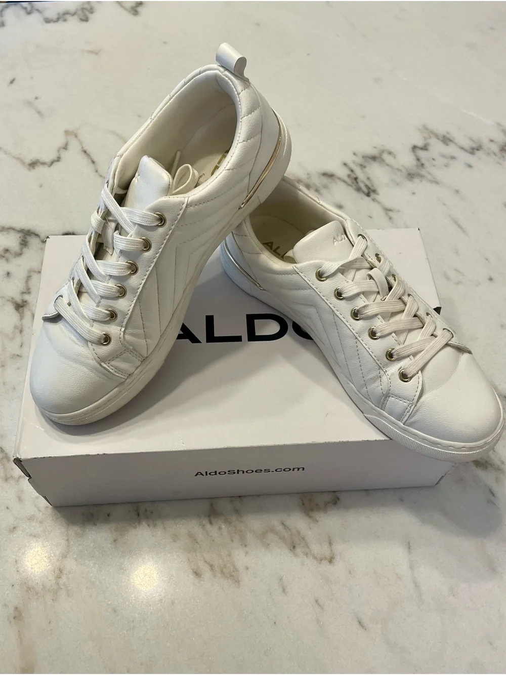 ALDO White Quilted Platform Lace-Up Sneakers
